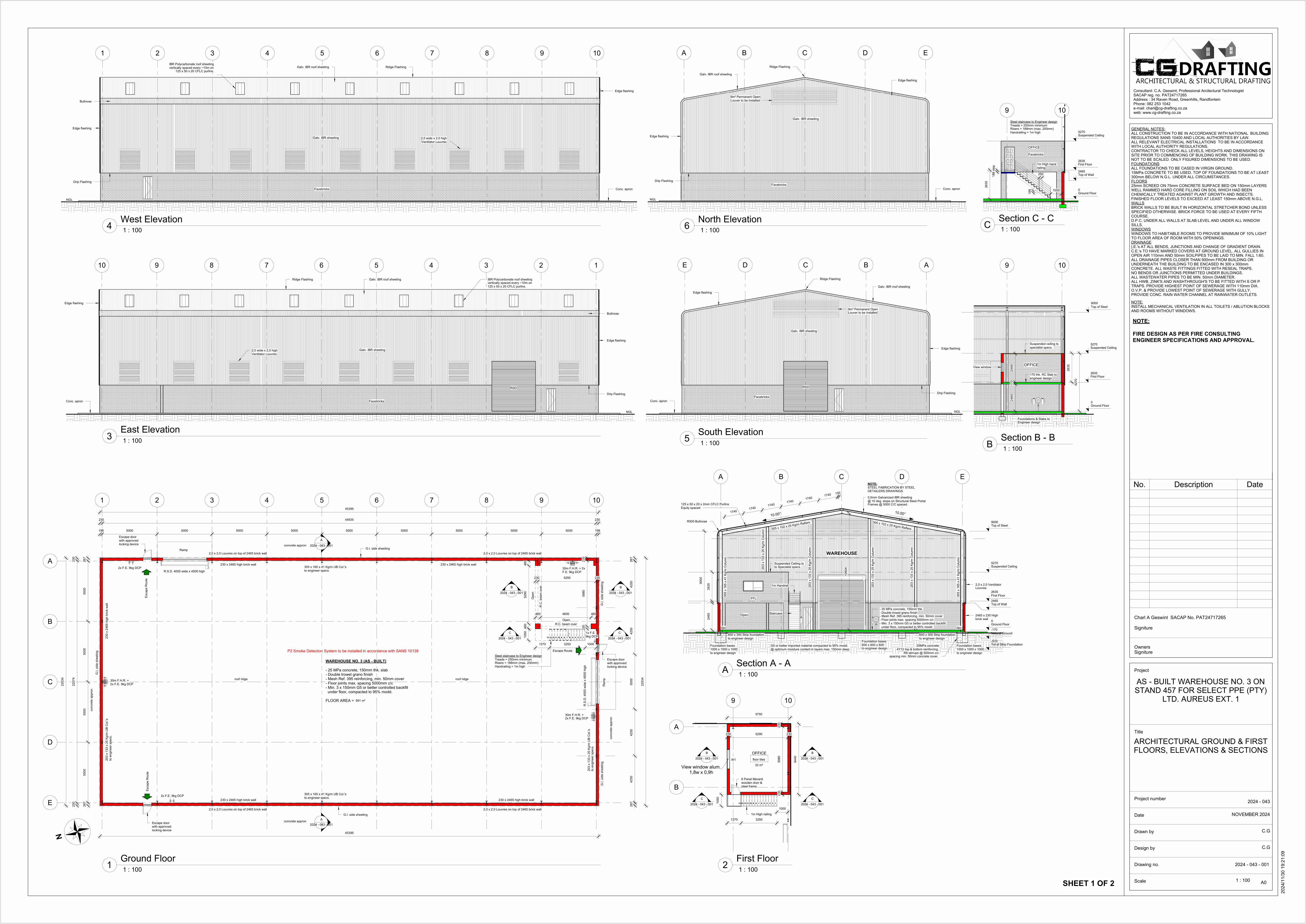 Warehouse as-built plan example